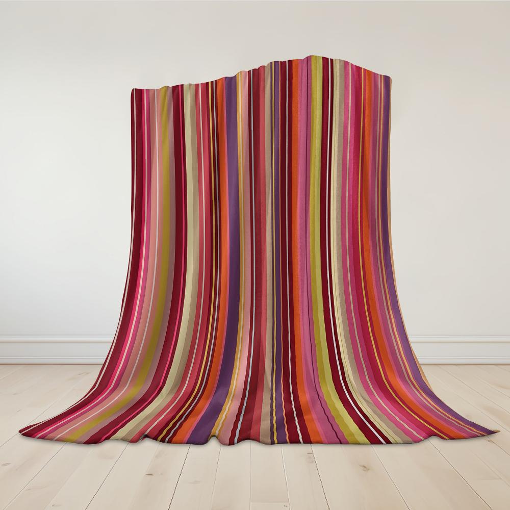 Coral Striped Mosaic Flannel Blanket Warm Soft Halloween Christmas Couch Warm Cozy Decorative Decor Gift for All Season