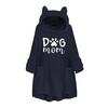 Women Fleece Embroidery Cat Ear Plus Size Hoodie Pocket Top Sweater Blouse