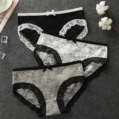 Spitze Aushöhlen Höschen Dessous Damen Mid-Waist Unterwäsche Dünn Atmungsaktiv Reine Begierde Sexy Damen Mädchen Nahtlose Dreieckshöschen Slips