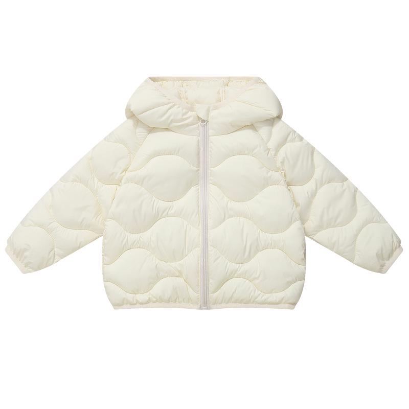 

875 Детская зимняя куртка с капюшоном и хлопковой подкладкой с карманами - Теплое пальто для мальчиков и девочек для детей среднего и старшего возраста Size 120 белый