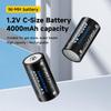 PALO 1.2V Ni-MH Rechargeable Battery C Cell 4000mAh (R14 LR14) with 8 Slot LCD Charger