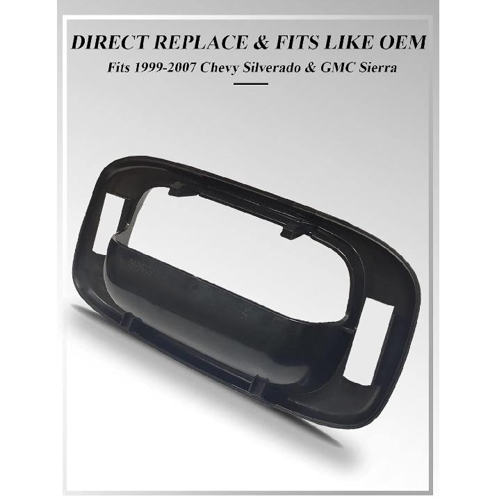 SYOAUTO Tailgate Handle Bezel Trim Fits For 1999-2007 Chevy Silverado GMC Sierra 1500 2500 3500 Black Textured Replaces# 15228539, 15228540,