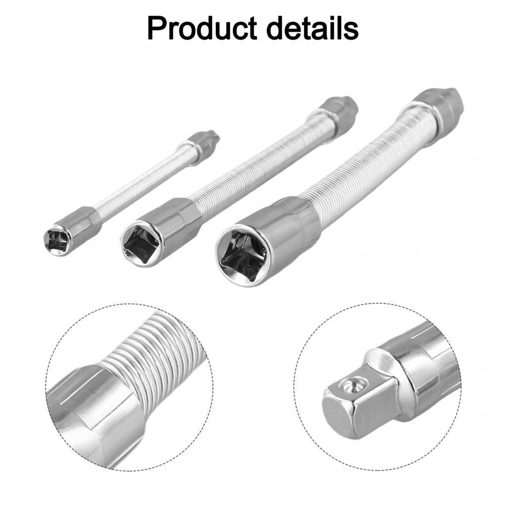 Socket Extension Bars 3 Piece Flexible Kit Suitable for Diverse Mechanic Tasks