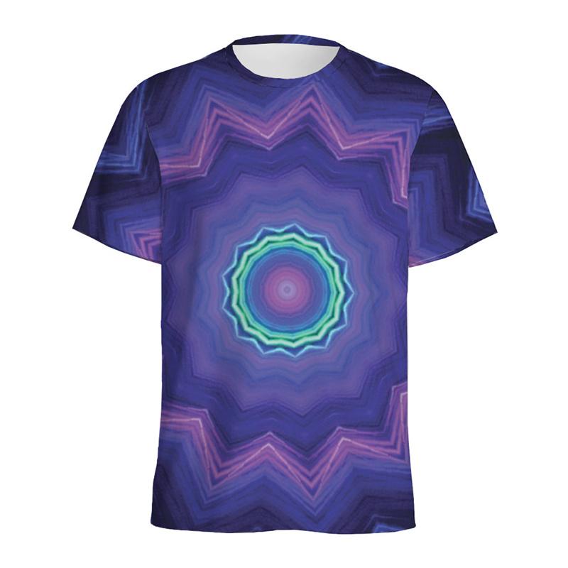 Buntes Kaleidoskop 3D-gedrucktes T-Shirt für Herren Psychedelisches Muster T-Shirt Sommer Lässig Kurze Ärmel Rundhals T-Shirts