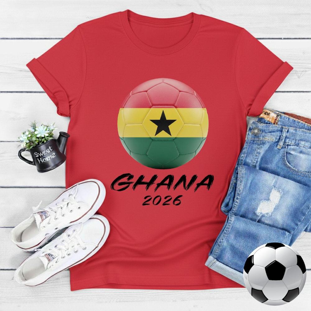 Patriotisches Ghana 2026 Grafik-T-Shirt Ghanaianischer Sportfan-Tee Fußball-Partyartikel Kleidung Herren Damen Sommer Freizeit Baumwoll-Oberteile