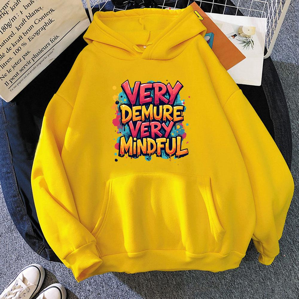 Very Demure Very Mindful Hoodies for Men Fashion Print Sweatshirts with Hooded Y2k Top Women Clothes Long Sleeved