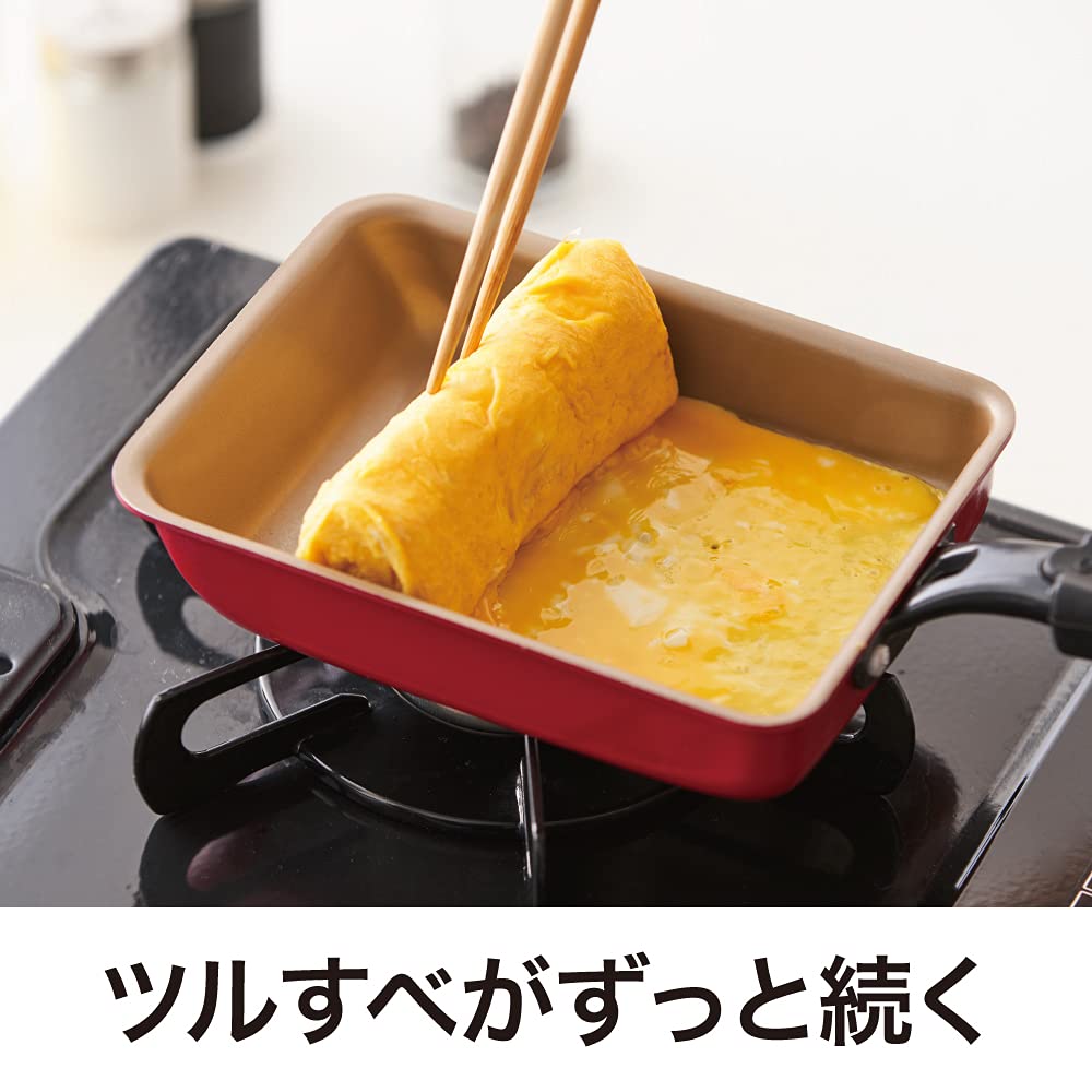 Evercook Tamagoyaki 13 x 18 compatible with all heat sources Doshisha cm, (IH compatible), red,