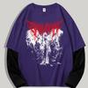 Gotische Duistere Engel Mode Print Heren Lente Kleurblok Lange Mouw T-shirt