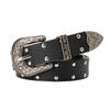 Retro Belt Women'S, Spice Girl Style Decorated Jeans With Double Row Rivet Women'S Belt