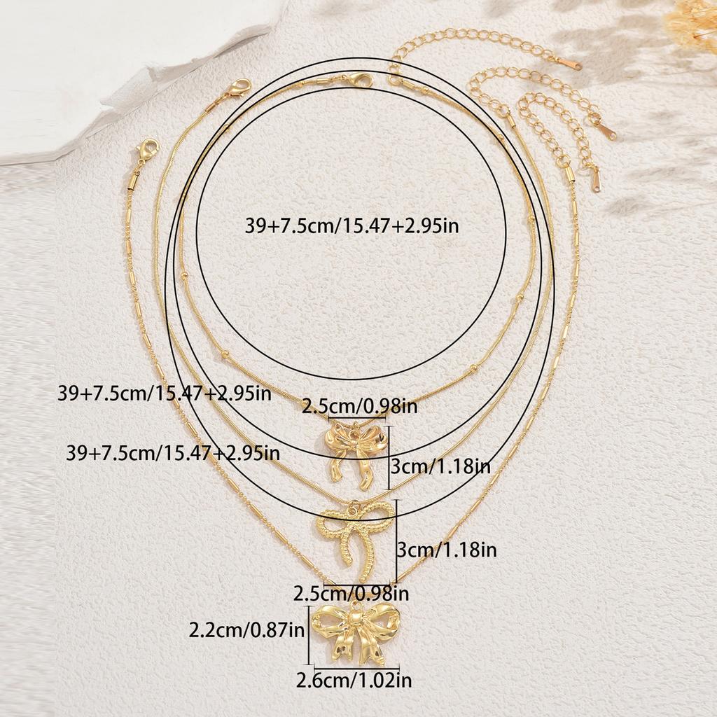 2025 new geometric style women's necklace niche bow design versatile collarbone chain multi-piece set