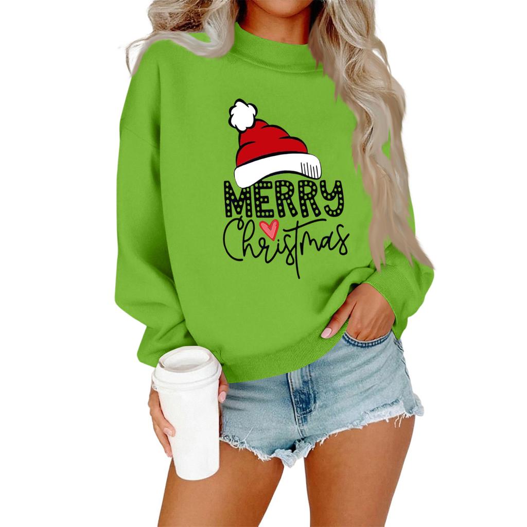 Women's Casual Fashion Round Neck Long Sleeve Christmas Printed Sweatshirt