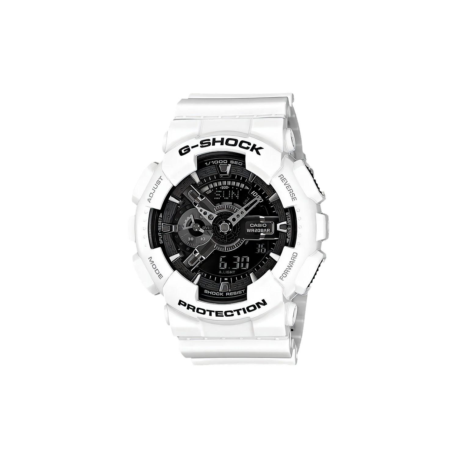 Casio 200 Meters Waterproof Quartz Watch Black Dial Men watches GA-110GW-7APR Regular Watch Box,Black Dial