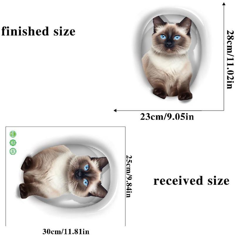 3D Cartoon Vivid Cat Toilet Stickers, Cute Animal Dog Squirrel Toilet Stickers, Bathroom Decoration, Waterproof Stickers