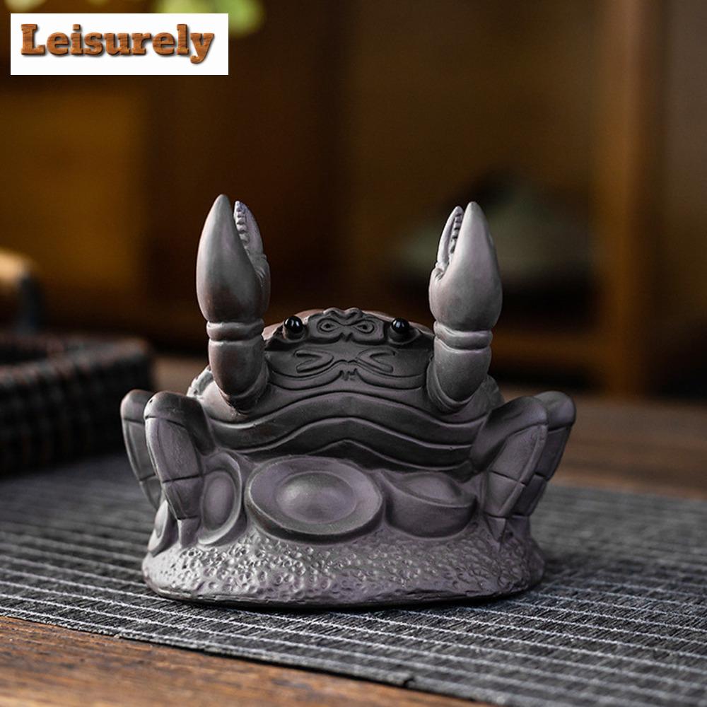Creative Crab Purple Sand Tea Pet Handmade Gold Painted Tea Play Figurine Toy Tea Brush Holder Pen Rack Tea Plate Table Ornament