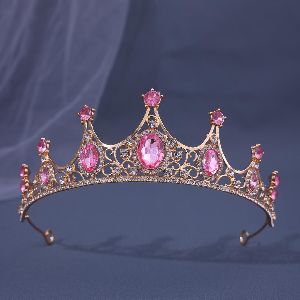 Retro Baroque Crown Tiara Alloy Rhinestone Princess Stage Performance Small Crown Accessories Bridal Jewelry