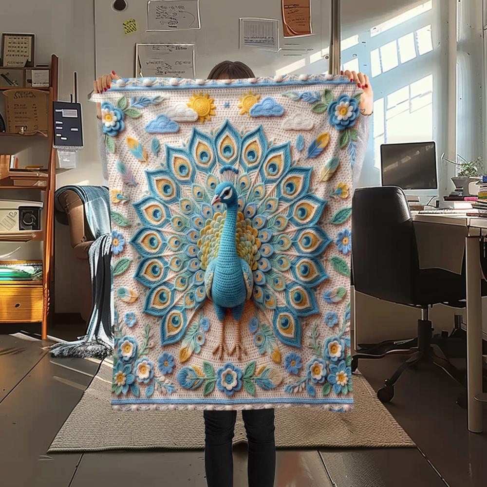 

Knitted Animal Dinosaur Print Flannel Blanket High quality Comfortable for All Seasons Home Decor Warmth and Comfort Perfect for Christmas Gifts 80cm x 120cm