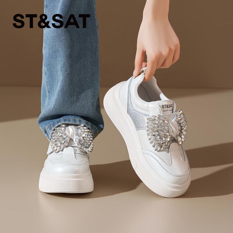 Women s Rhinestone Bow Platform Sneakers 40