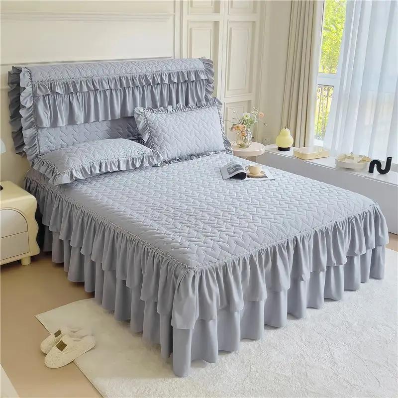 1PCs Thickened Lace Bed Skirt Four Seasons Single Piece Headcover Anti Slip and Dust Proof Bed Covers  Corchas Para La Cama