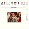 2D Yakuza Style Geisha Tapestry, Tattooed Woman with Cherry Blossom Print Wall Hanging
