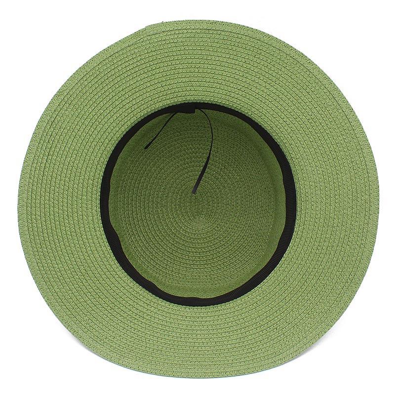 Spring and summer women's travel sunscreen straw hat fashion chain solid color beach British style jazz hat Hats