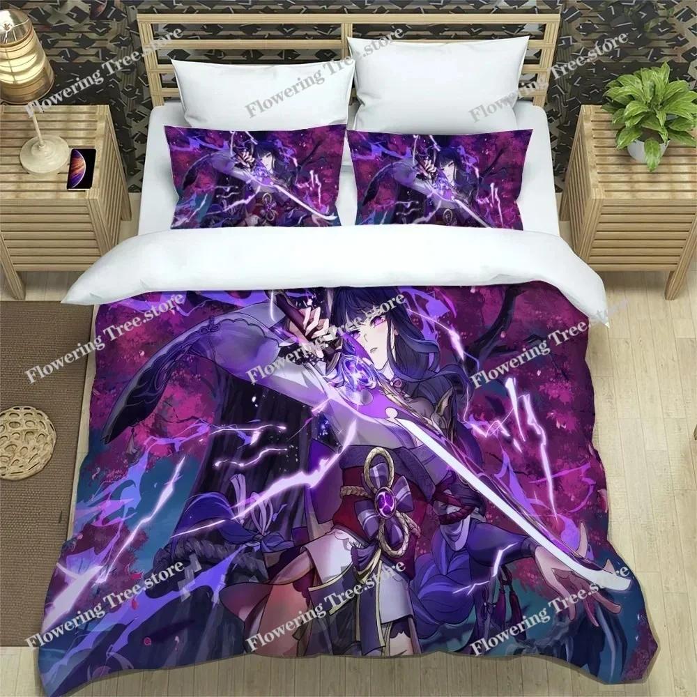 Anime Genshin Impact Bedding Set Boys Girls Twin Queen Size Duvet Cover Pillowcase Bed Kids Adult Fashion Home Textileextile
