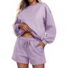 Women's Fashion Sportswear Casual Long-Sleeved Pullover Sweatshirt Drawstring Shorts Set