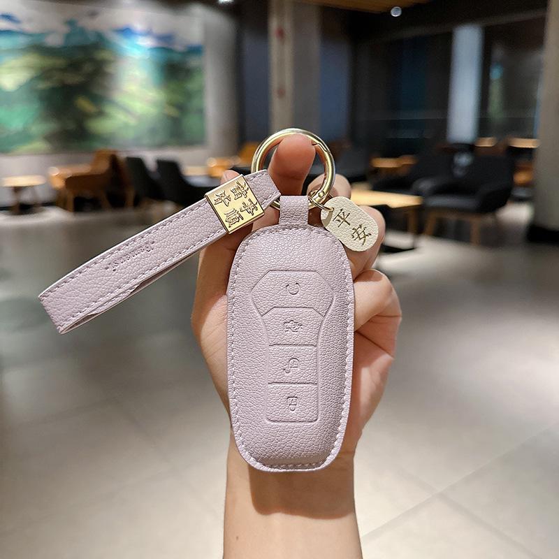 BYD Car Key Case for Song Plus DMi, Han EV, Tang DMi, Dolphin, Qin Plus, Song Pro, and Seagull Models with Buckle.