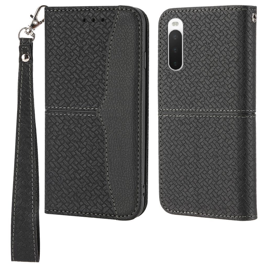 For Sony Xperia 5 IV 5G Case Woven Texture PU Leather Wallet Phone Cover