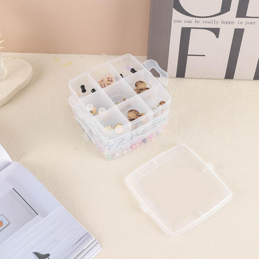 3-Layer Jewelry Beads Box Stackable Transparent Cosmetic Storage Box Hardware Tool Boxes