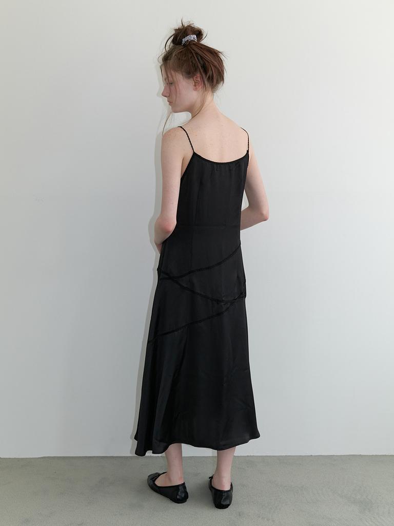 KINDABABY Lace Line Slip Dress - Black