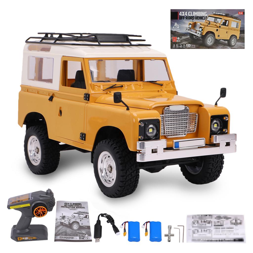 2.4G 1 10 RC Crawler Remote Control Off Road Truck with LED Lights 100m Range Indoors Outdoors Yellow