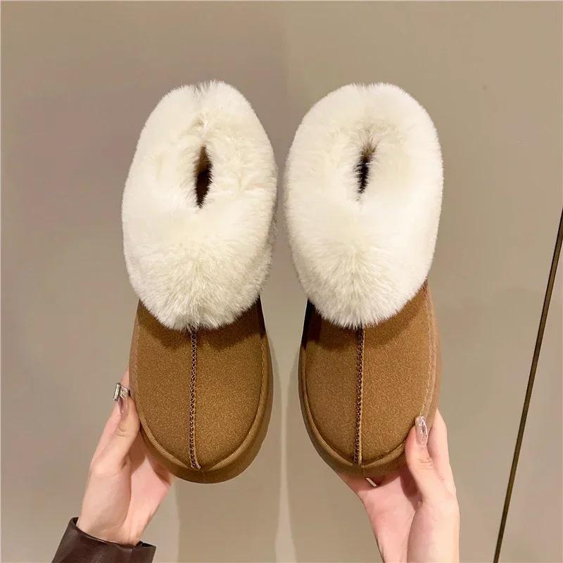 Nové teplé boty Dámské Zimní ploché boty Krátké plyšové kozačky ke kotníku do sněhu Ležérní boty Sportovní semišové Motocyklové boty Platforma