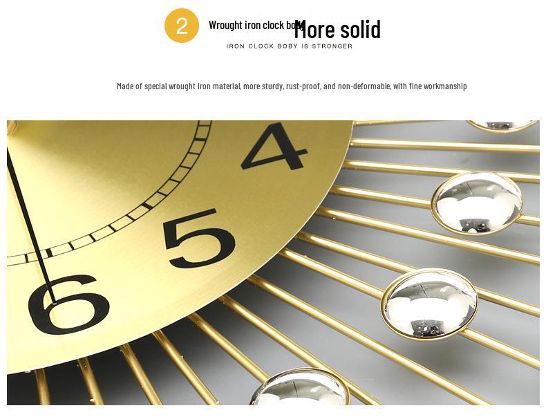 Trendy European Iron Art Living Room Wall Clock: Stylish Home Quartz Timepiece