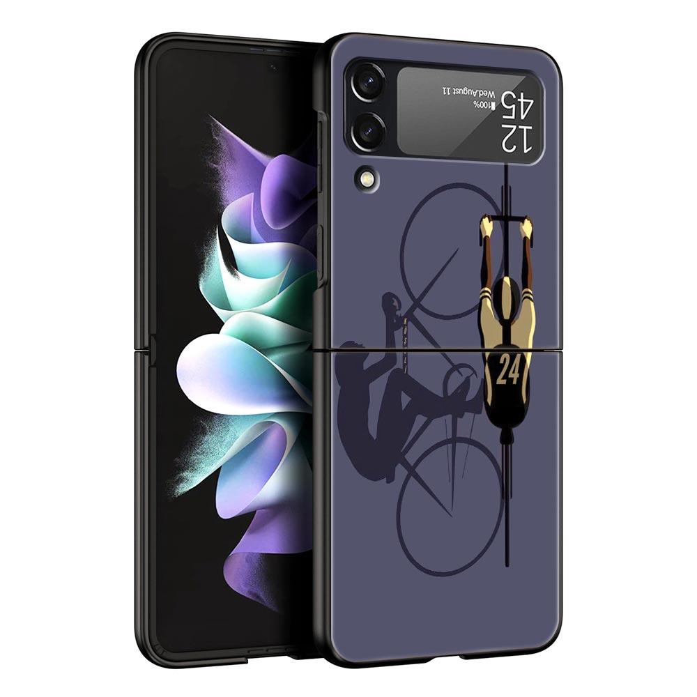 

Mountain Bike Cycling art Phone Case For Samsung Galaxy Z Flip3 Flip4 Flip5 PC Shell For Z Flip 3 4 5 Black Hard Folding Cover Galaxy Z Flip 5