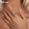 BAMOER 925 Sterling Silver Sun and Moon Stackable Opening Ring Couple Ring for Women Chic Fine Jewelry for Couple