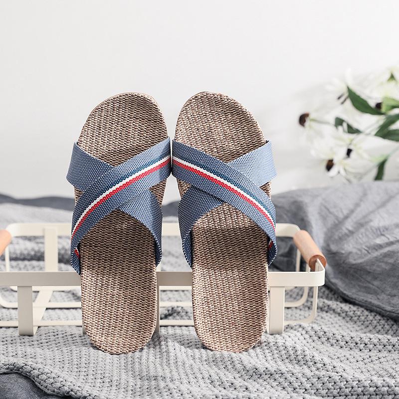

Новые летние домашние тапочки для мужчин и женщин, летние льняные, для пары, домашние, на толстой подошве, нескользящие, комнатные, прохладные тапочки для женщин, летние, дышащие 44-45