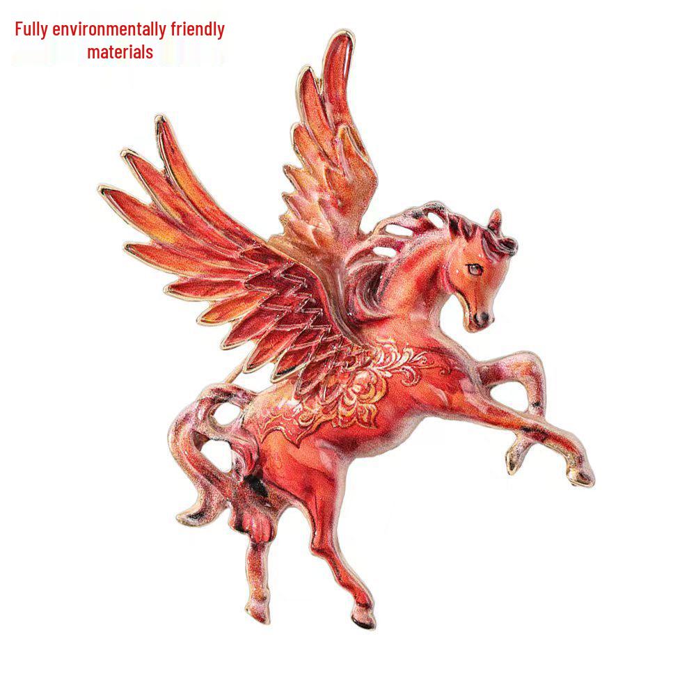 Luxury Enamel Pegasus Brooch: Mythical Horse Pin for Men