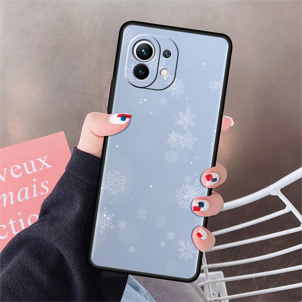 Měkké silikonové pouzdro pro Xiaomi Mi 11 Lite 5G NE 11T Pro 12S Ultra 12 Note 10 10T 9T Kryt na telefon Nárazník Funda Sněhobílá Vločka