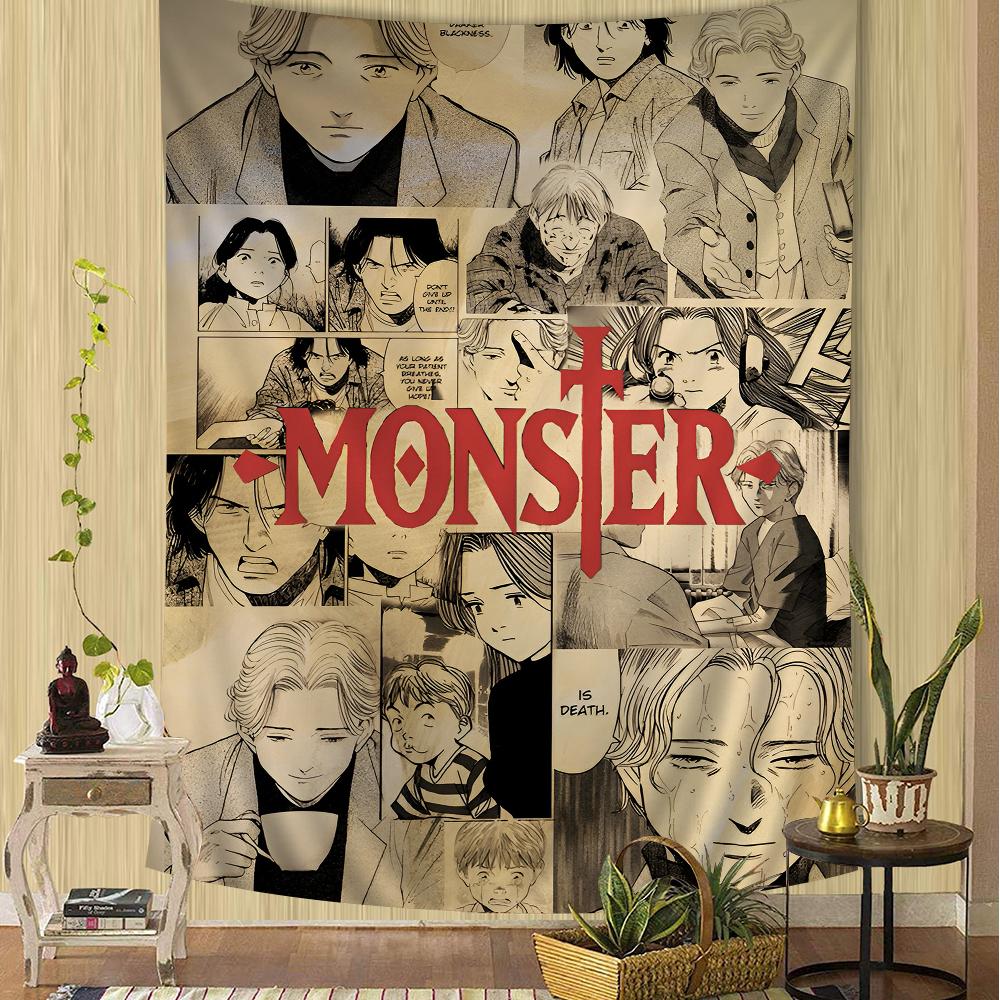 NNaoki Urasawa S Monster Anime Tapestry Art Printing Bohemian Wall Tapestries Mandala Decor Blanket