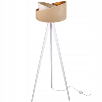 Floor Lamp Standing Tripod Wooden Lampshade Pattern