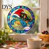 Unique Decorative Gift Christmas Wreath Acrylic Ornament, 2D Flat Stained Glass Style Hanging Durable Holiday Decoration, Double-sided Pendant