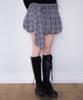 Rose Franz Balloon Check Belted Miniskirt [Black]
