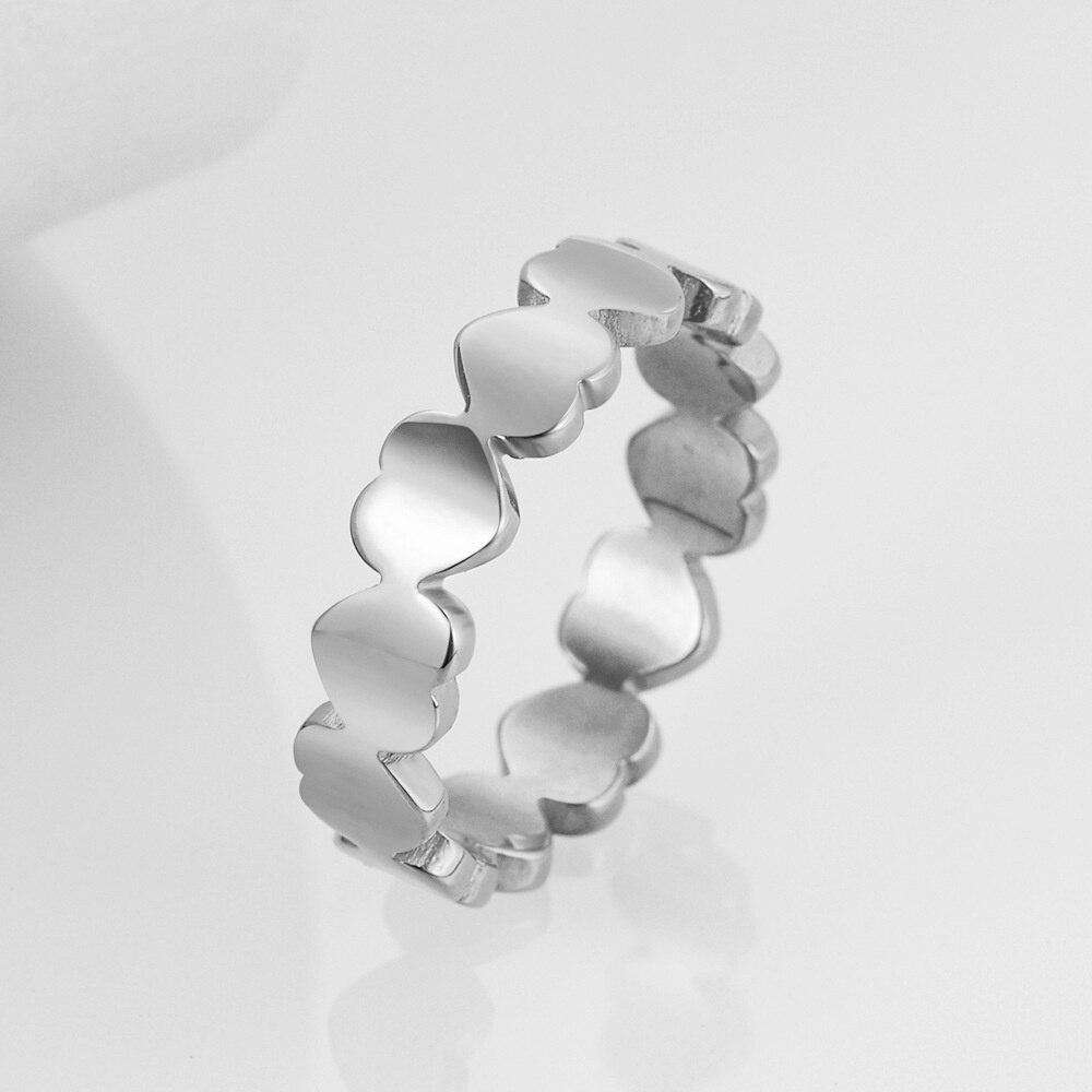 New Fashion Minimalist Geometric Rings for Women Party Jewelry Heart Cocktail Ring Stainless Steel Anillos Mujer