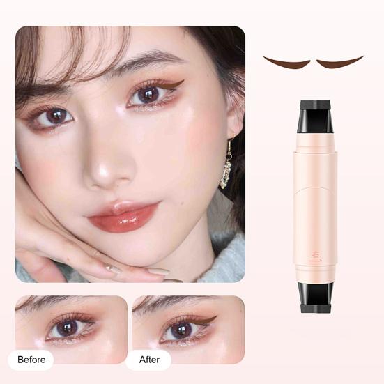 2Pcs Double Head Precision Eyeliner Stamp Long-Lasting Waterproof Smudge-proof Liquid Eyeliner Pen Easy Cats Eye Stencil Makeup Tool