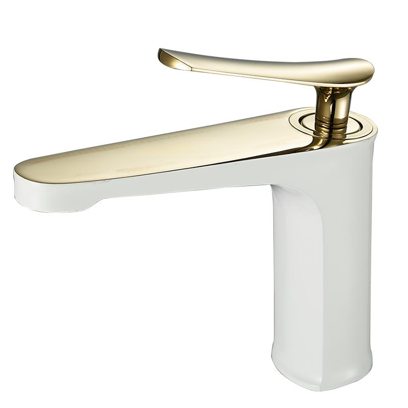 Basin Faucet Black Gold Solid Brass Sink Mixer Tap Hot and Cold Single Lever Basin Lavtory Faucet