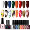 8 Color Marbling Gel Nail Polish Set, Trending Colors Soak Off Gel Nail Art Kit with No Wipe Top Coat