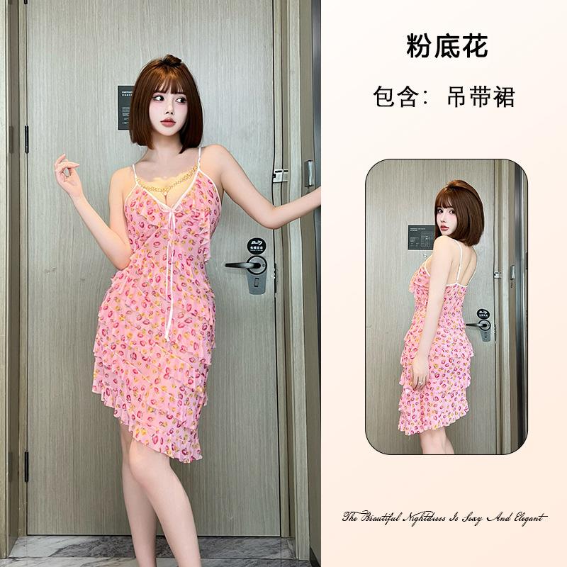 Pure Desire Women's Lace Mesh Nightgown Breathable Deep V Multi-Style Cami Sexy Loungewear Options Versatile Seductive Sleepwear with Diverse Choices