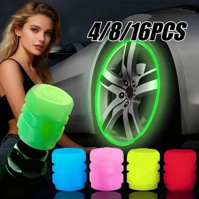 Car Tire Valve Caps Luminous Valve Caps Fluorescent Night Motorcycle Bike Glowing Decor Wheel Nozzles Tyre Cap Car Accessories