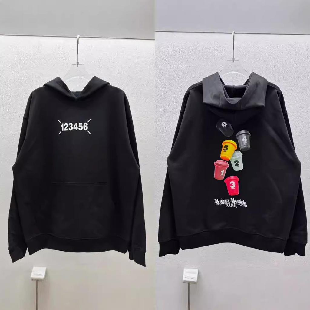 Autumn/Winter Cotton Terry Casual Hooded Sweatshirt - MM6 Minimalist Hoodie