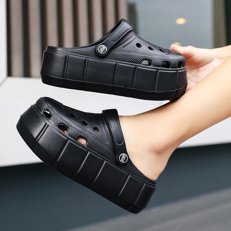 Womens Sandals Hole Shoes Chunky Slippers Summer Beach Shoes Outdoor Green Platform Sandals